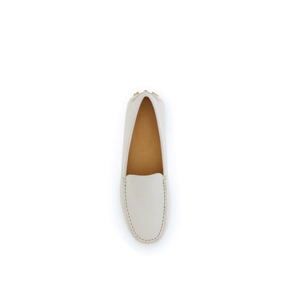 Tod's Cream Calf Leather Bos Taurus Slip-On Loafers