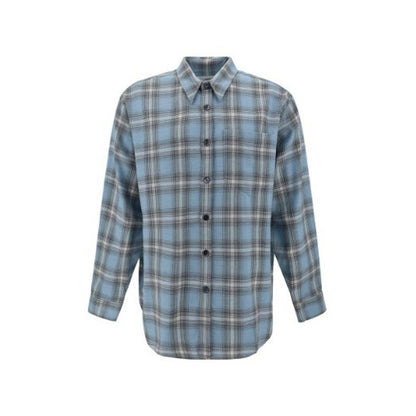 Ami Paris Blue Virgin Wool Pattern Shirt
