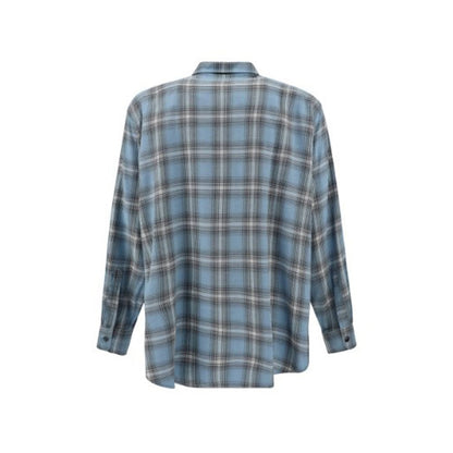 Ami Paris Blue Virgin Wool Pattern Shirt
