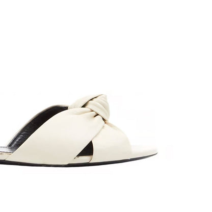 Saint Laurent White Calfskin Slides