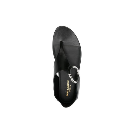 Saint Laurent Black Calfskin Flat Sandals