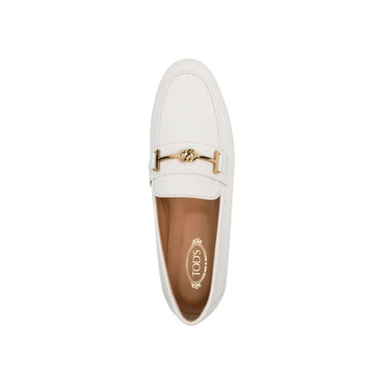 Tod's White Calfskin Slip-On Loafers