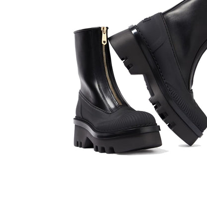 Chloé Black Calfskin Lace-Up Boots