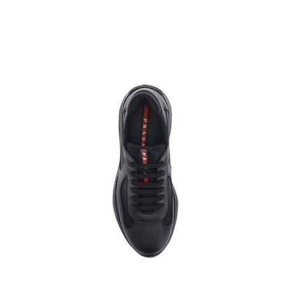 Prada Black Calf Leather Bos Taurus Athletic Sneakers