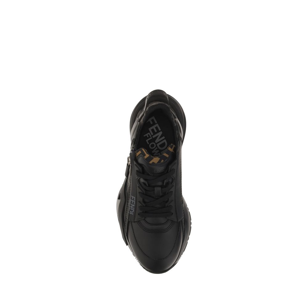 Fendi Black Calf Leather Bos Taurus Athletic Sneakers