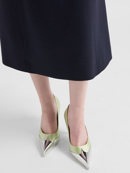 Prada Satin And Metallic Leather Pumps