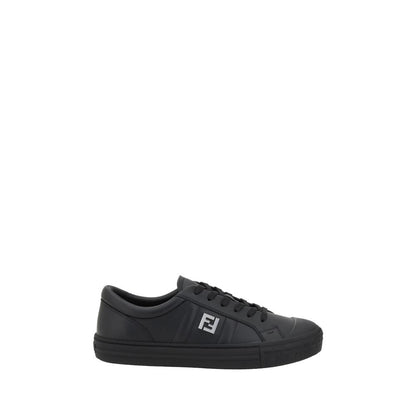 Fendi Black Calf Leather Bos Taurus Athletic Sneakers