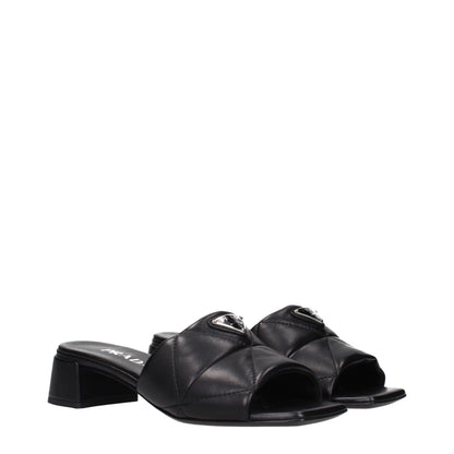 Prada Black Leather Flat Sandals