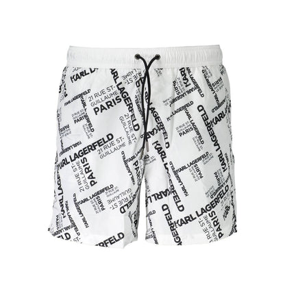 Karl Lagerfeld Bianco Polyester Men's Swim Boxer