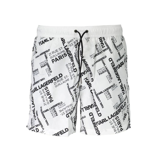 Karl Lagerfeld Bianco Polyester Men's Swim Boxer