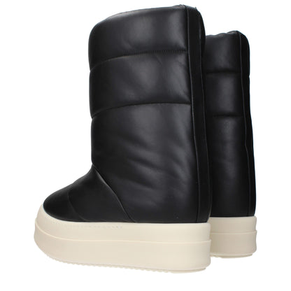 Rick Owens Black Leather Ankle Boots