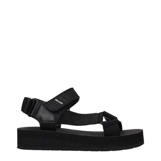 Prada Black Fabric Flat Sandals