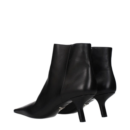 Prada Black Leather Ankle Boots